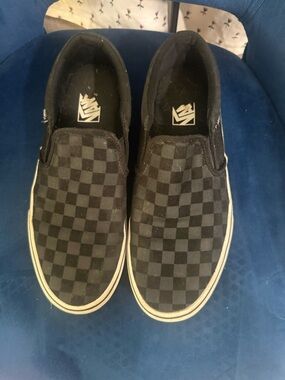 Vans Black/Gray Checkerboard Slip-On Sneakers
